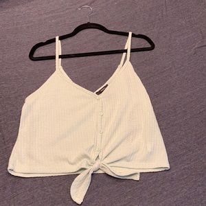 Button up tie front crop top